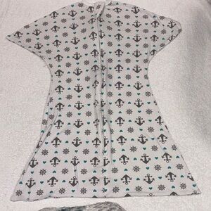 Zipadee zip swaddle transition blanket White & Teal Anchor Sleep Sack med 6/12m